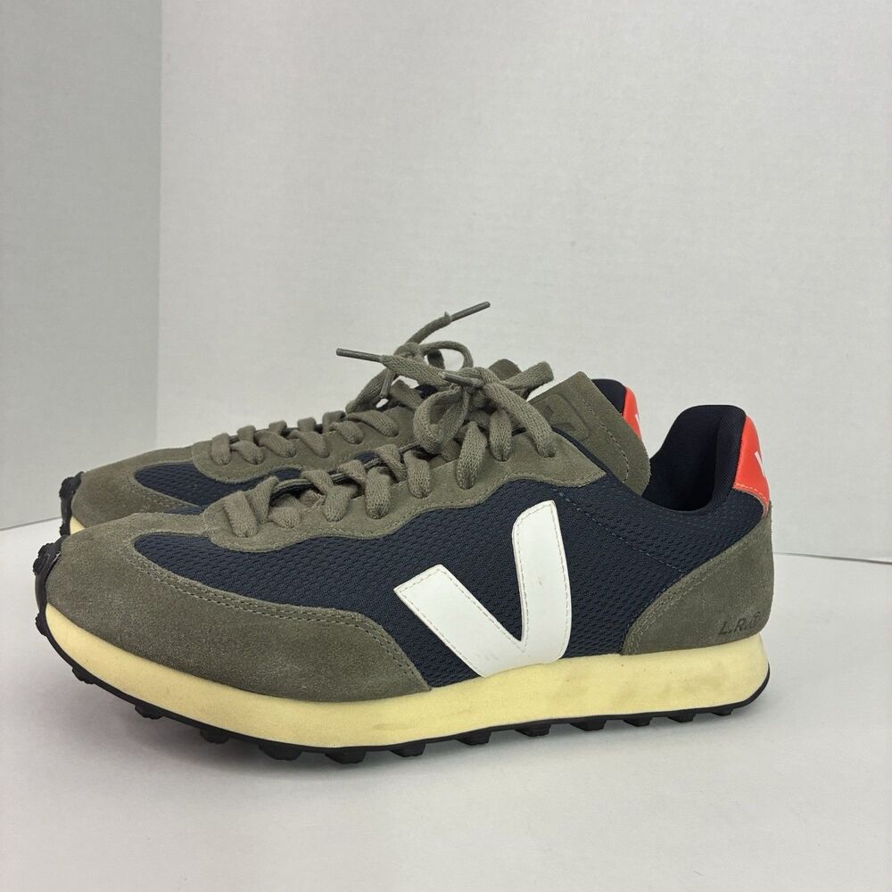 Veja Rio Branco Sneakers Mens 8 Womens 9.5 Navy Olive Suede Running